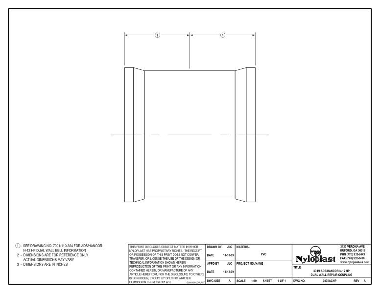 30" HP Repair Coupling Nyloplast Detail