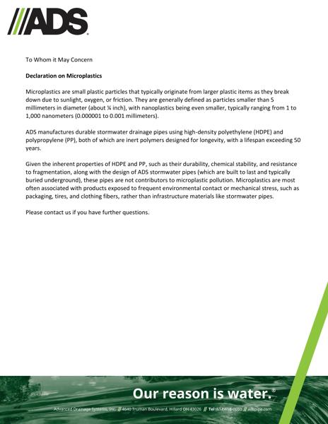 ADS Declaration on Microplastics