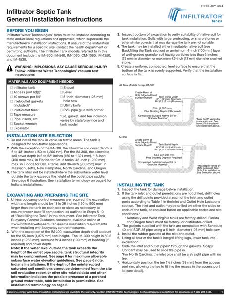 Tank General Installation Instructions