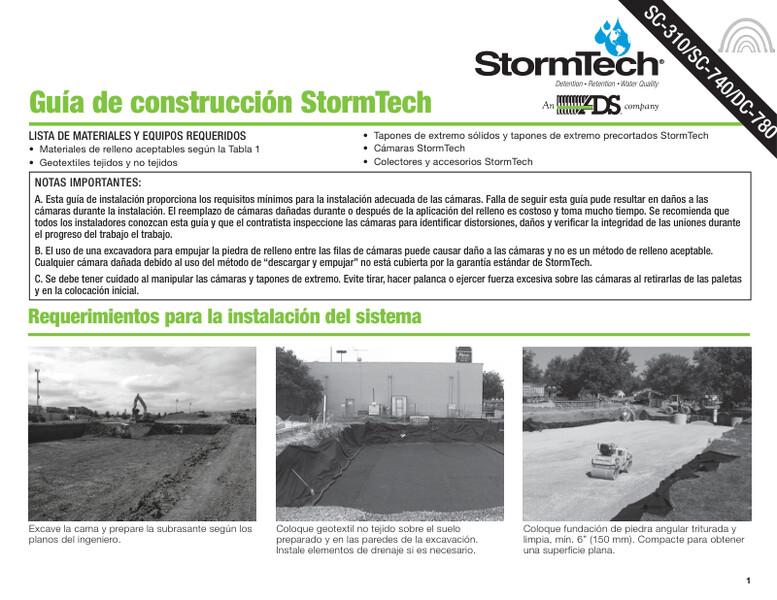 SC/DC StormTech Chamber Installation Guide Spanish