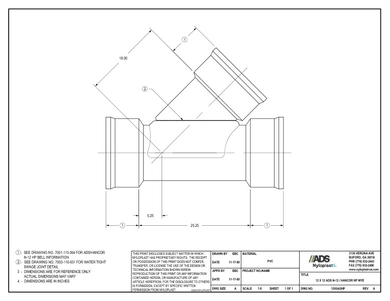 12 x 12 HP Wye Nyloplast Detail