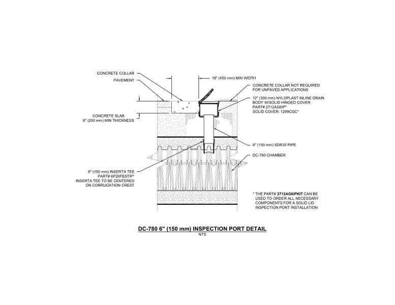 DC-780 6" (150 mm) StormTech Inspection Port Detail