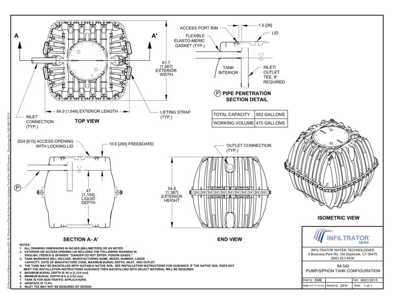 IM-540 Pump/Siphon TankStandard Detail
