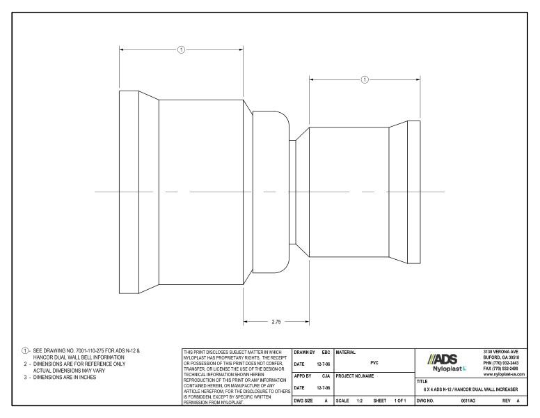 6 x 4 N-12 Dual Wall Increaser Nyloplast Detail