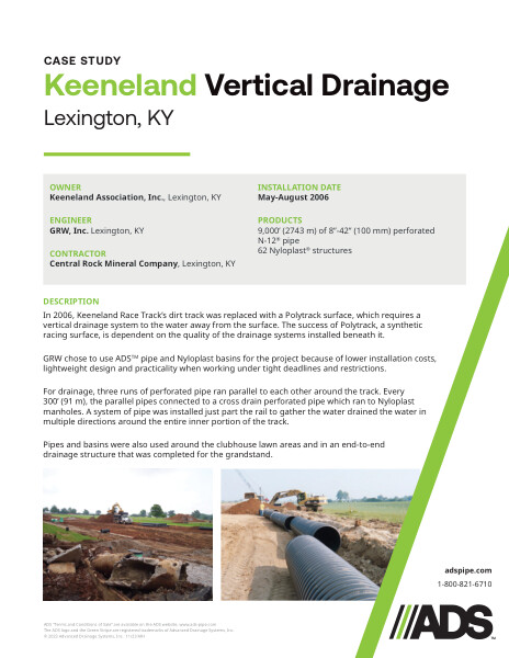 Keeneland Vertical Drainage (Lexington, KY) Case Study