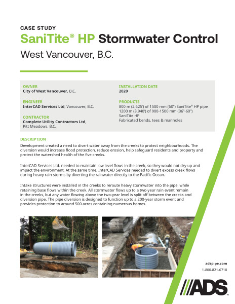 SaniTite HP Stormwater Control Case Study