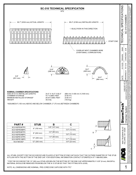 SC-310 StormTech Technical Specification