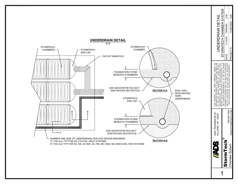 StormTech Underdrain Detail