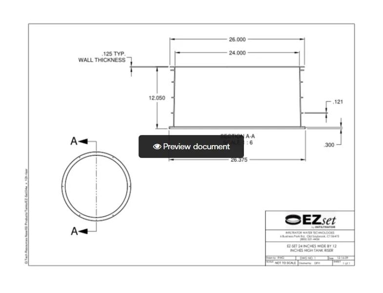 24" x 12" EZset High Tank Riser Standard Detail