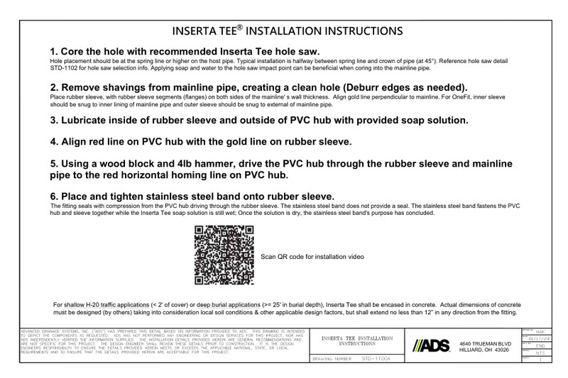 STD-1100A Inserta Tee® Fittings Installation Instructions Detail