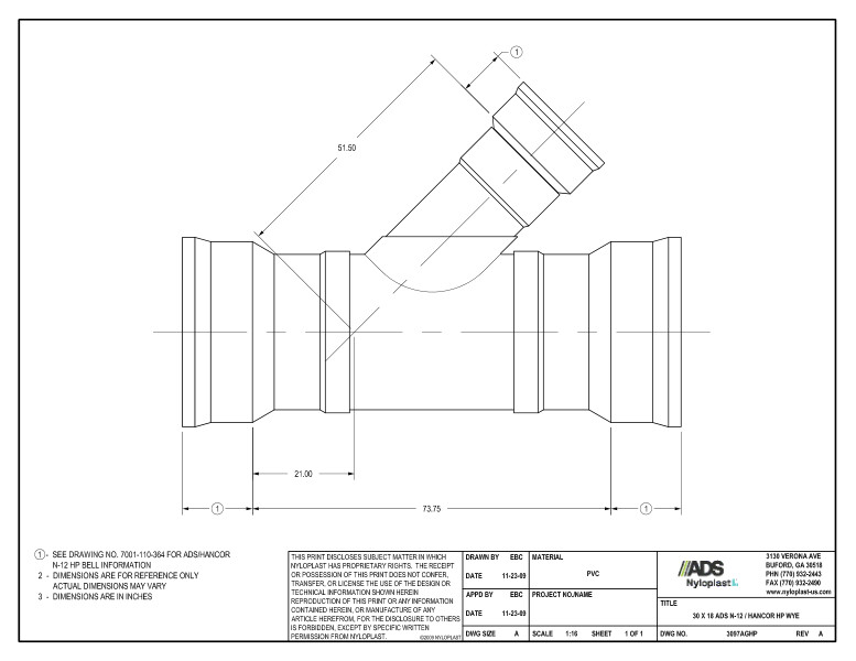 30 x 18 HP Wye Nyloplast Detail