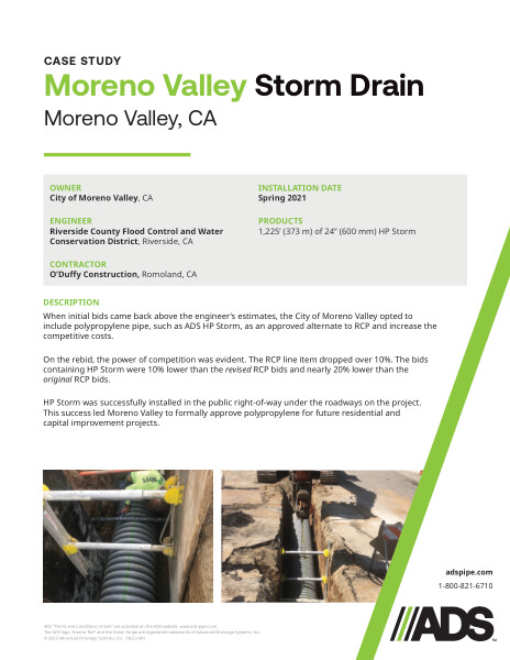 Moreno Valley Storm Drain Case Study