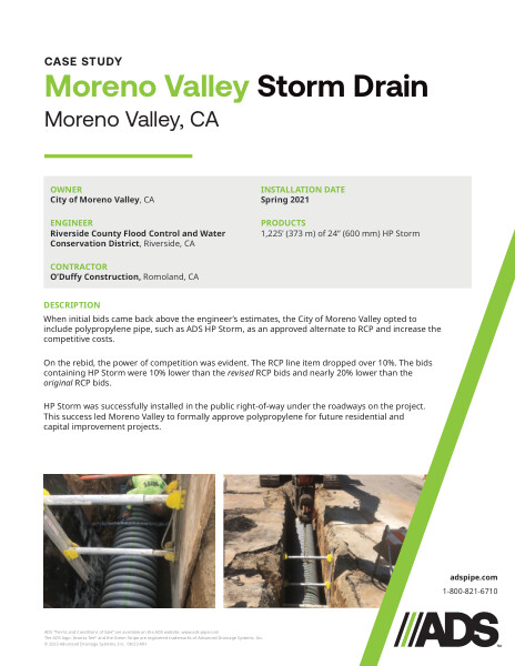 Moreno Valley Storm Drain (Moreno Valley, CA) Case Study