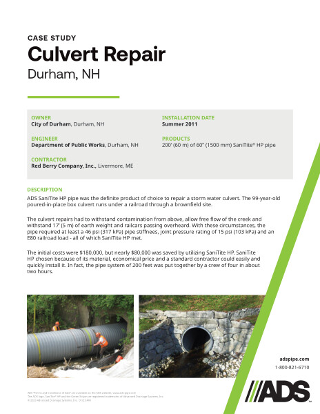 Durham Culvert Repair Case Study