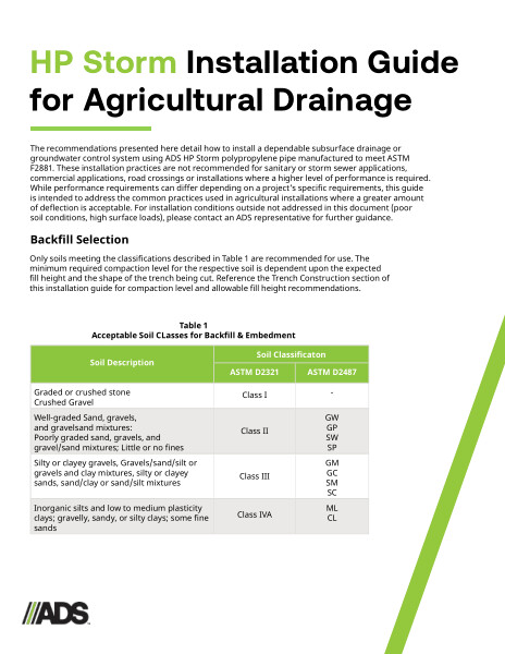 HP Storm Installation Guide for Agricultural Drainage