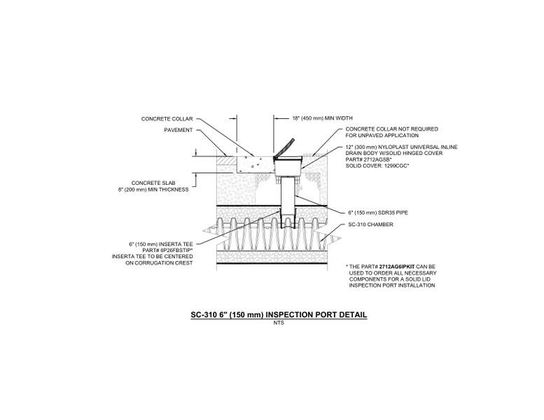 SC-310 6" (150 mm) StormTech Inspection Port Detail