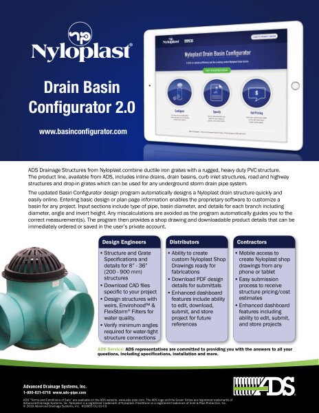 Nyloplast Drain Basin Configurator 2.0 Product Sheet