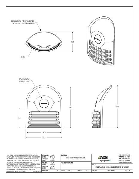 Nyloplast Envirohood for 30" Drain Basin - Outlet Size 4" to 18" Detail