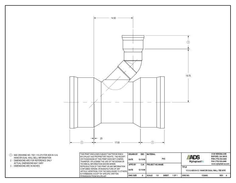 15 x 6 N-12 Dual Wall Tee Wye Nyloplast Detail