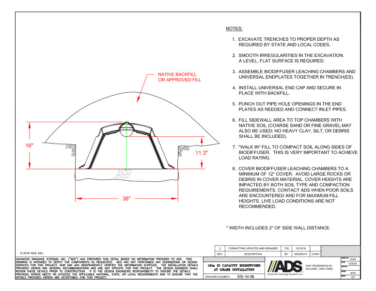 16in Hi Capacity Biodiffuser At Grade Installation Detail