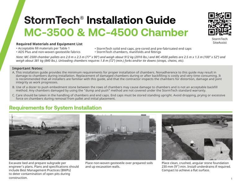 MC-3500 & MC-4500 StormTech Installation Guide