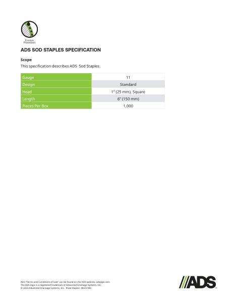 Sod Staples Geosynthetic Specification