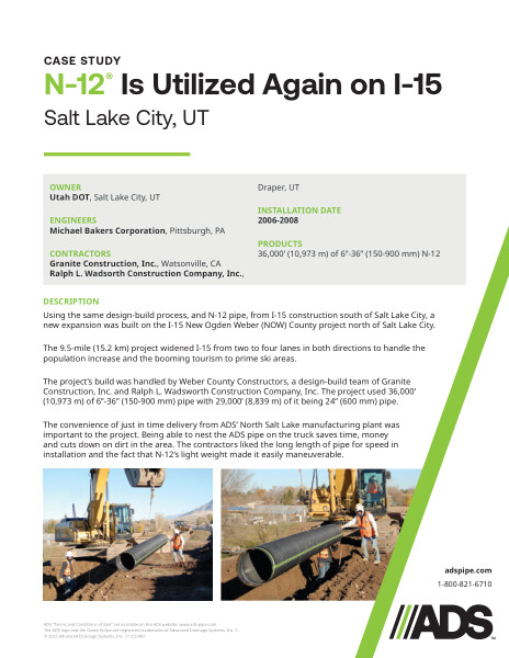 N-12 is Utilized Again on I-15 (Salt Lake City, UT) Case Study