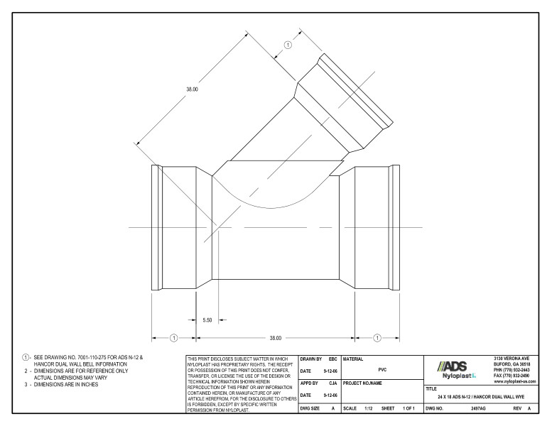 24 x 18 N-12 Dual Wall Wye Nyloplast Detail