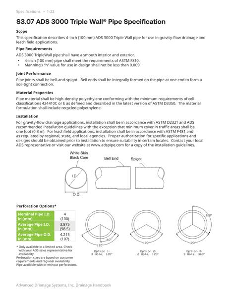 S3.07 ADS 3000 Triplewall Pipe Specification