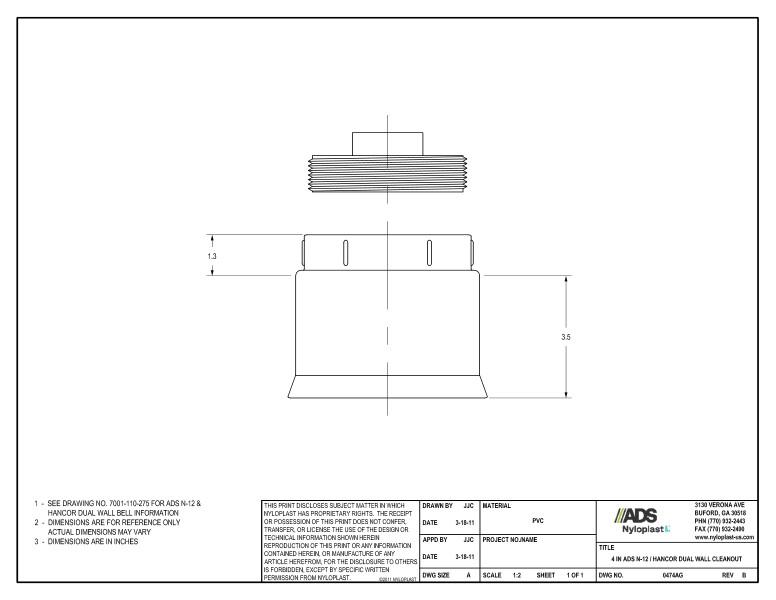 4" N-12 Dual Wall Cleanout Nyloplast Detail