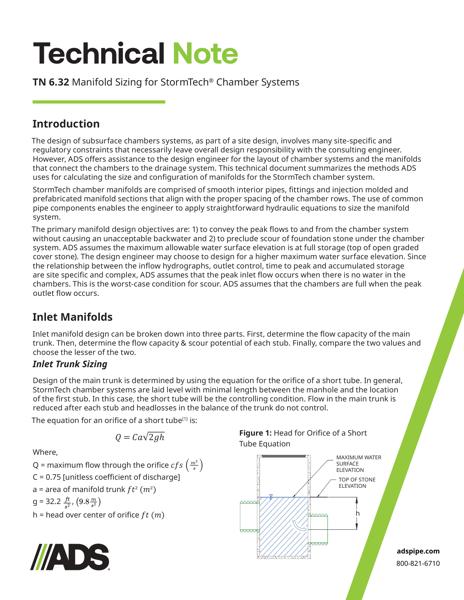 TN 6.32 Manifold Sizing Guidance for StormTech Chambers