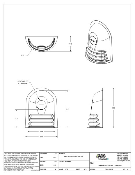 Nyloplast Envirohood for Flat Concrete Structures - Outlet Size up to 18" Detail