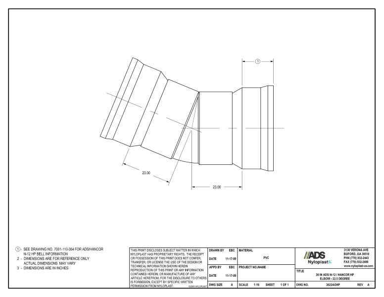 30" HP Elbow - 22.5 Degree Nyloplast Detail