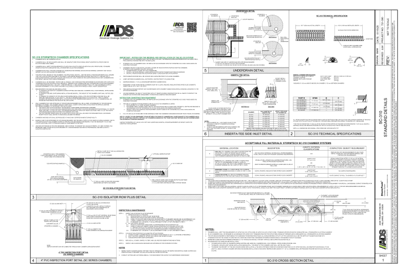 SC-310 StormTech FULL DETAIL SHEET with Notes