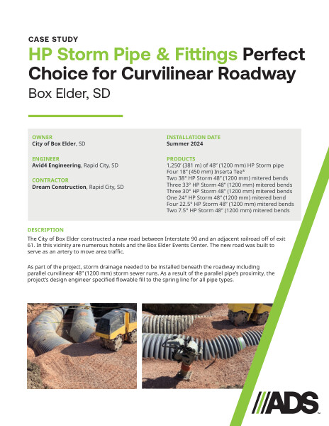HP Storm Pipe & Fittings Perfect Choice for Curvilinear Roadway (Box Elder, SD) Case Study