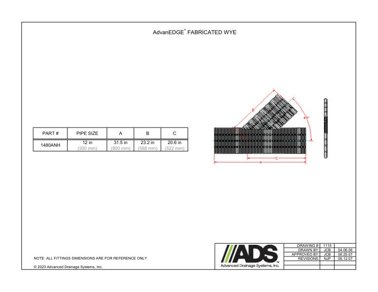 12" AdvanEdge Fabricated Horizontal Wye (AdvanEdge Fittings)