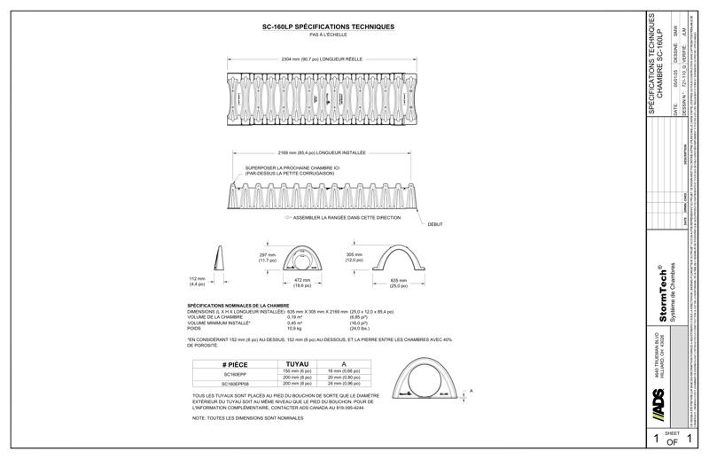 Spécifications techniques de StormTech SC-160LP