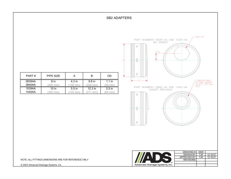8" - 10" SB2 Adapters (HDPE Single Wall Miscellaneous Fittings)