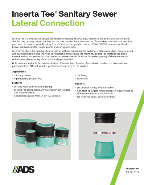 Inserta Tee Sanitary Sewer Lateral Connection