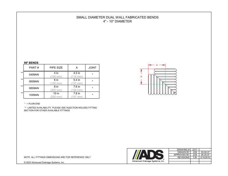 4"-10" Fabricated 90 Degree Bends (HDPE Dual Wall Fabricated Bends Fittings)