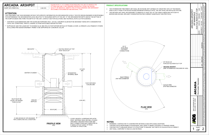 Arcadia 3 HP Manhole DI Flat Top Detail