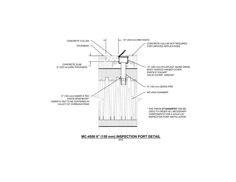 MC-4500 6" (150 mm) StormTech Inspection Port Detail