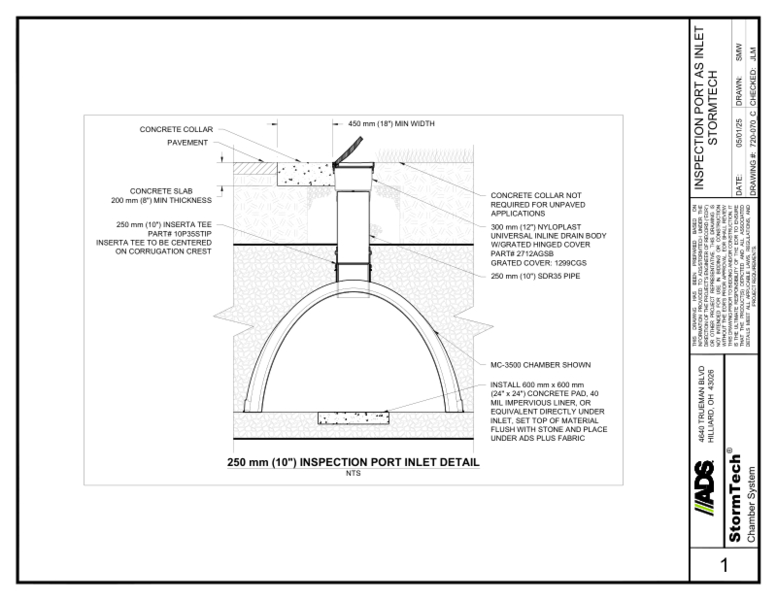 Stormtech Inspection Port Inlet Detail