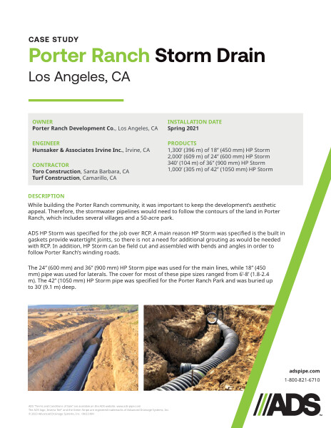 Porter Ranch Storm Drain (Los Angeles, CA) Case Study