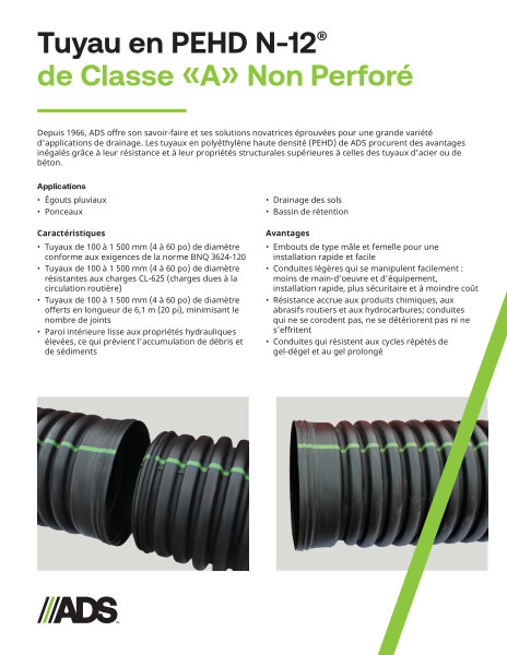 French Canada N-12 pipe Product Sheet