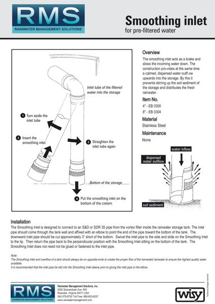 RMS Smoothing Inlet - Cutsheet