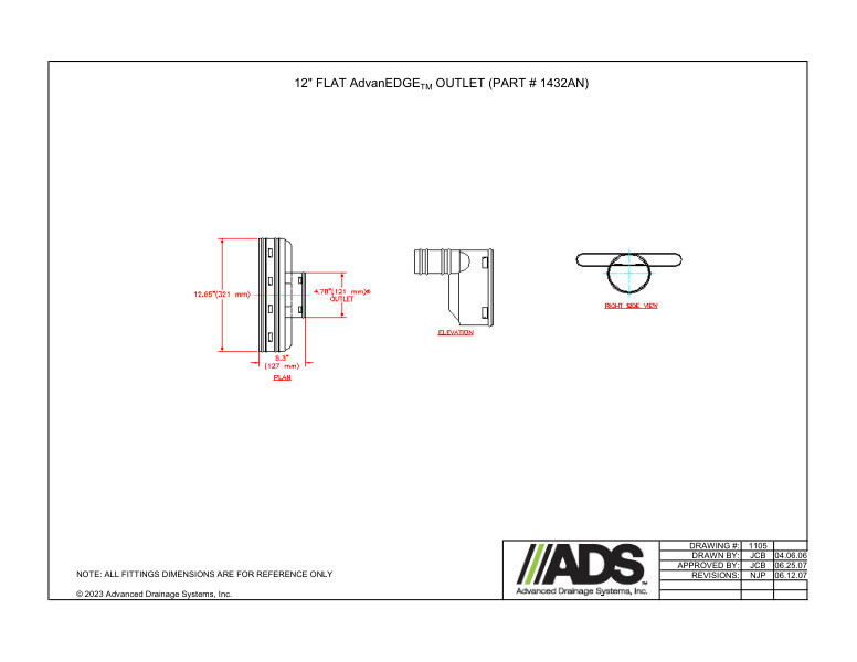 12" AdvanEdge Flat Outlet (AdvanEdge Fittings)