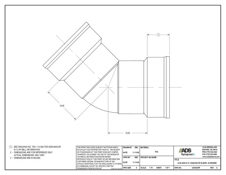 24" HP Elbow - 45 Degree Nyloplast Detail