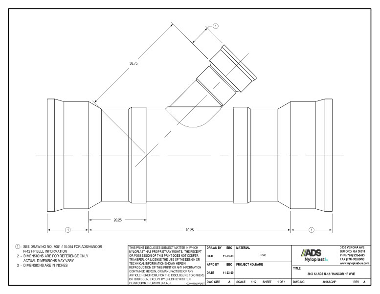 30 x 12 HP Wye Nyloplast Detail