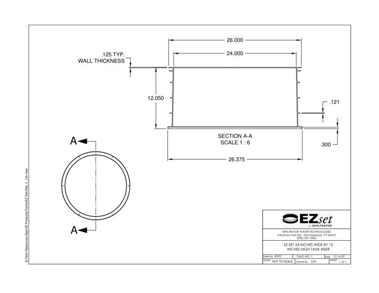 24" x 12" EZset High Tank Riser Standard Detail